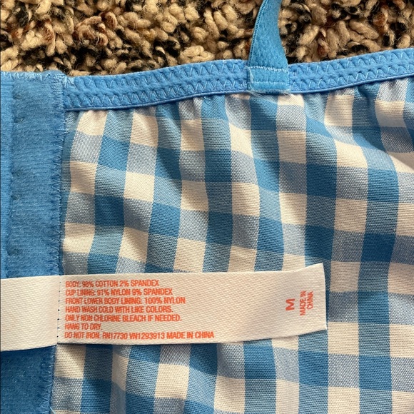 Colsie Woven Blue Gingham Crop Top Bralette Size Medium | NWT - Picture 5 of 6